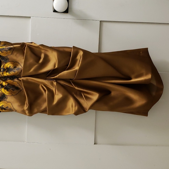 Le Chateau Women's SM cocktail dress brown with gold and black accents. - Picture 7 of 10